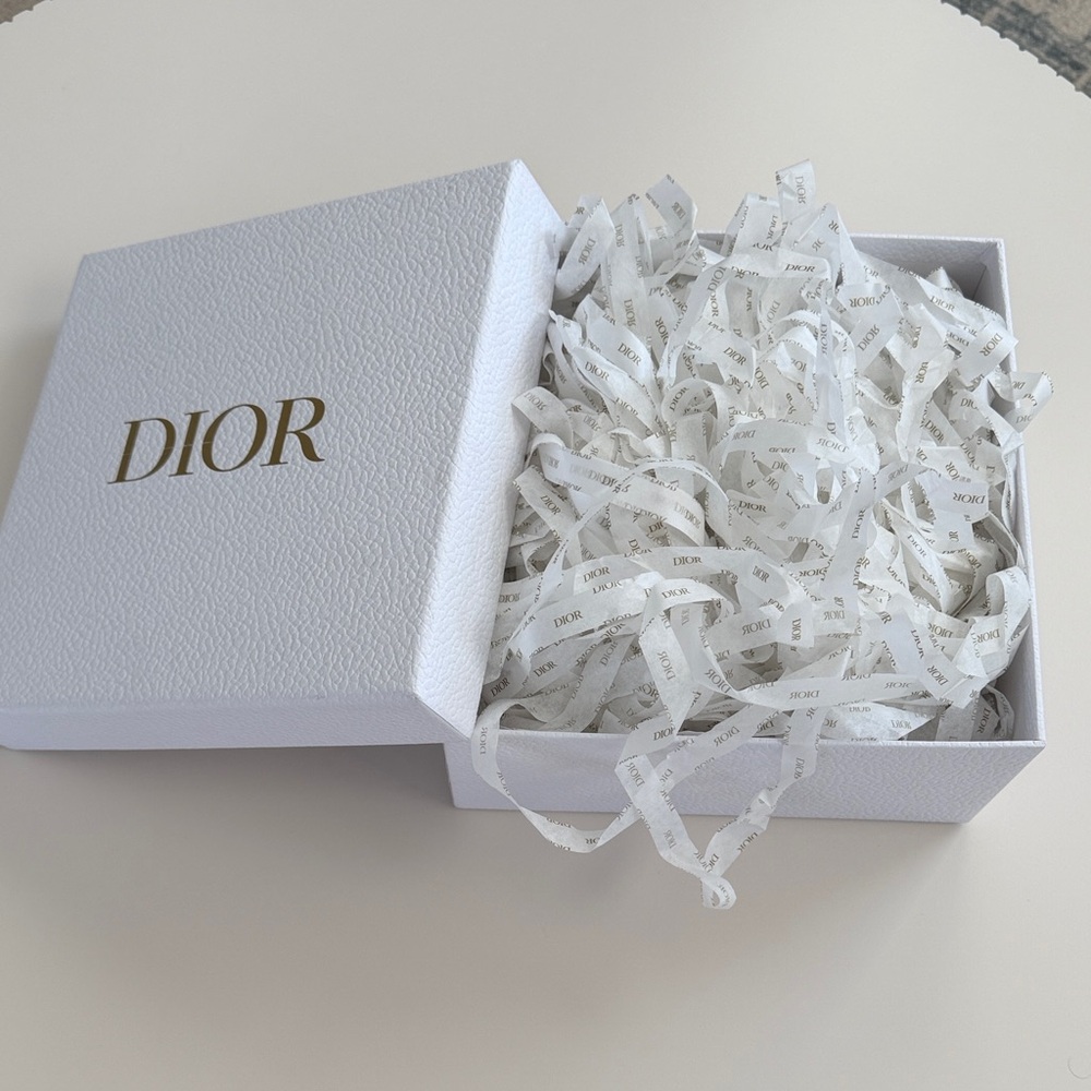 Dior White Gift Box with Gold Logo and Branded Ribbon Fill